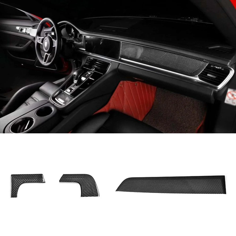 7pcs Real Dry Carbon Fiber Interior Trims Dash Cover Door Trim Panels For Porsche Panamera 971 2017up