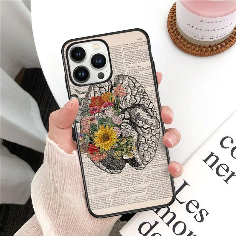 Human anatomy organ in art newspaper Phone Cover For iphone 16pro 15pro 14pro 11pro 12pro 13pro max 16plus 7 SE XR 12mini Case