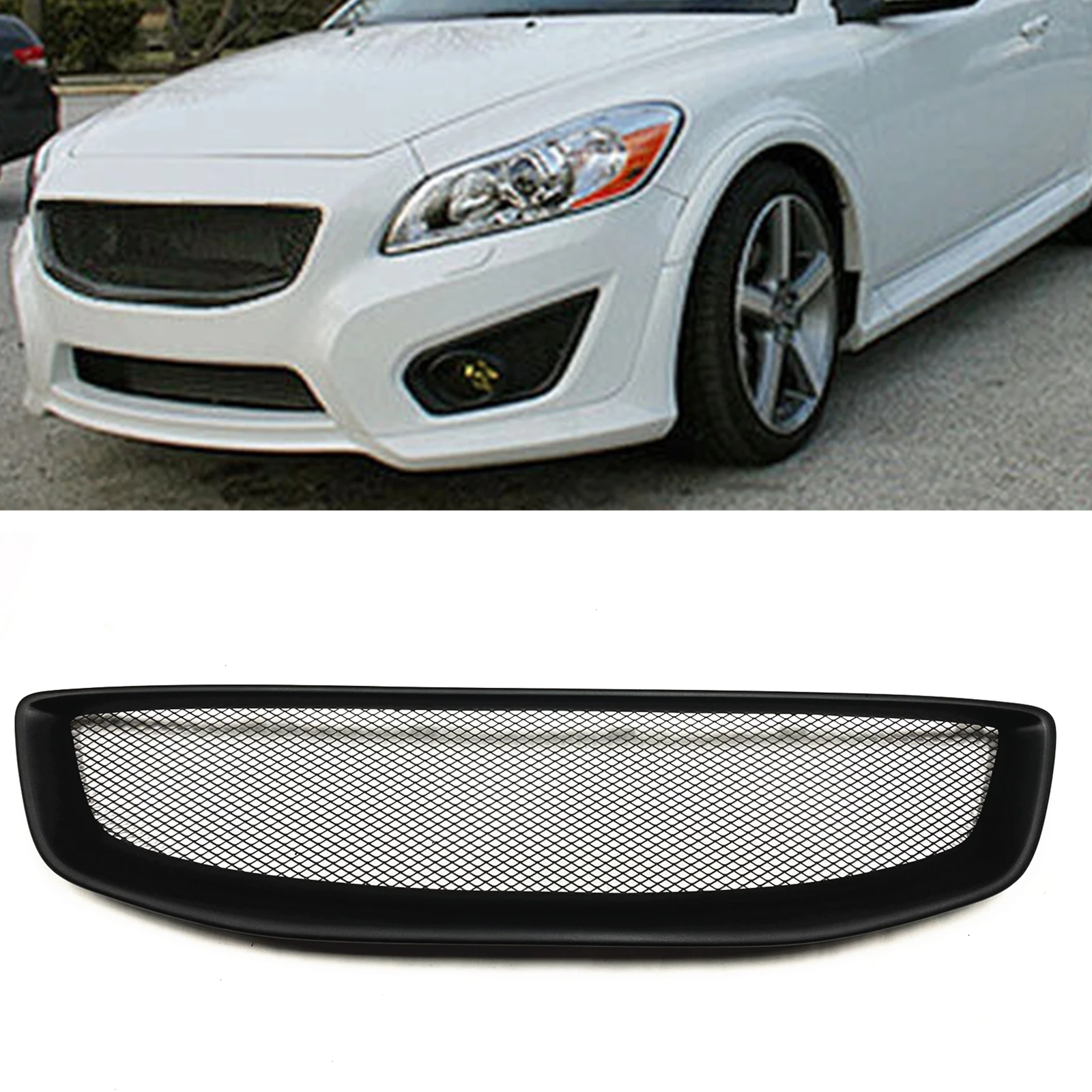 

Front Grille For Volvo C30 2011-2013 Honeycomb Style Fiberglass/Carbon Fiber Car Upper Bumper Hood Mesh Racing Grills Bodykits