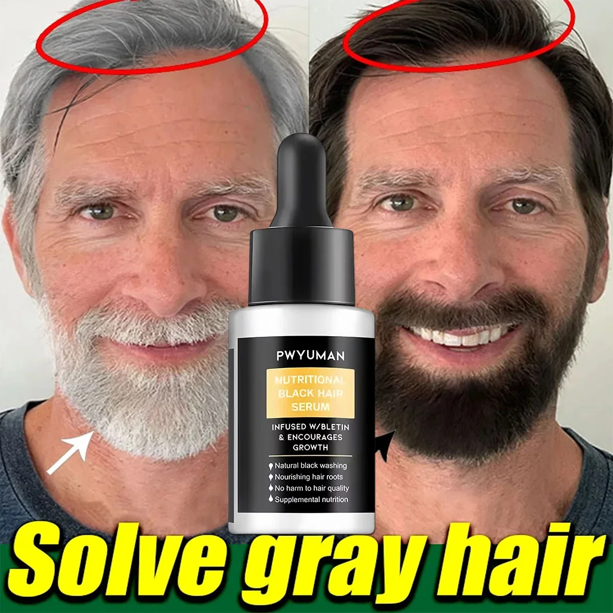 

Gray White Hair Treatment Serum White Black Natural Color Hair Growth Oils Fast Regrowth Anti Hair Loss Beauty Health Women Men