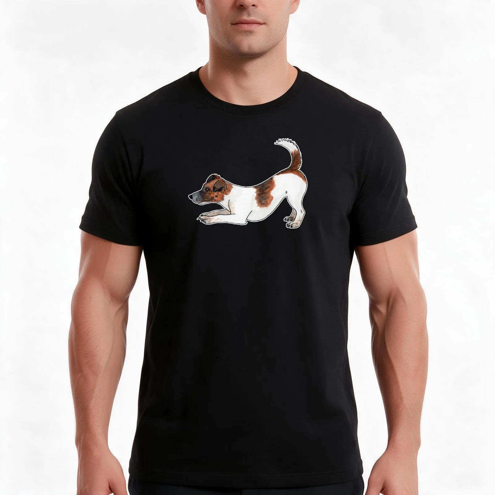 Jack Russell terrier T-Shirt, Summer Casual Cotton Tee, Oversized Streetwear Tops, Vintage Graphic Print, Loose Fit Short Sleeve