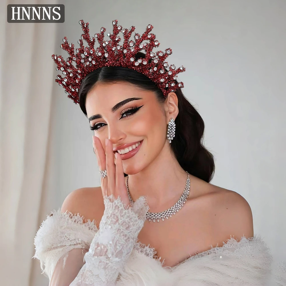 

HNNNS Trendy Bridal Hair Accessories Gorgeous Queen's Crown Headband Bling Rhinestone Hairbands Wedding Dress Hair Jewelry A387