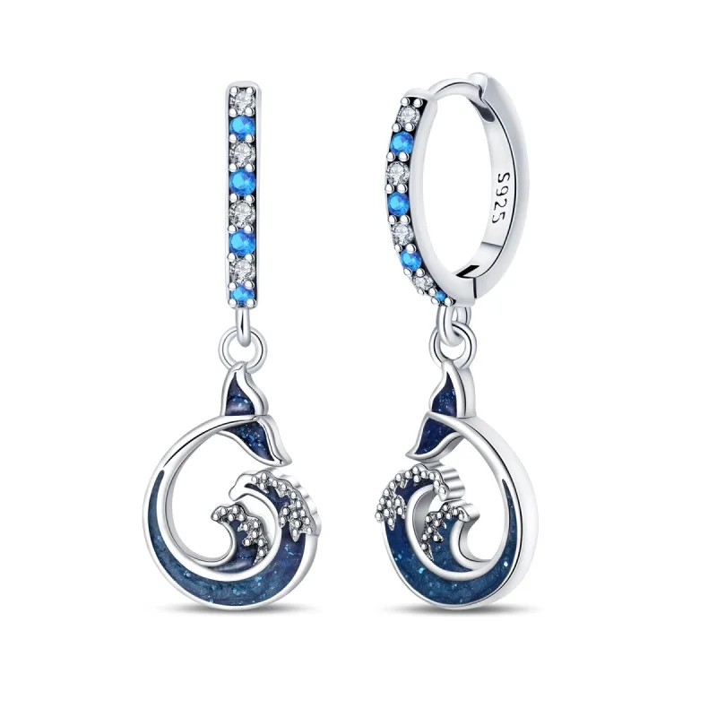 2026 New Earrings 925 Sterling Silver Wave Fish Tail Earrings For Women Exquisite Birthday Anniversary Jewelry Gifts