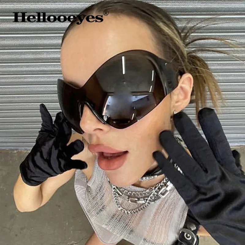 2023 Luxury Brand Oversized Sunglasses Women Men New Punk Goggle Y2K Black Sport Sun Glasses One Piece Steampunk Eyewear Shades