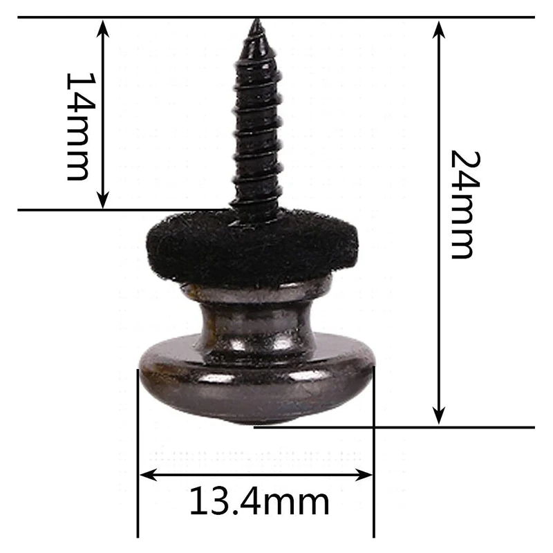 12 sztuk grzybki główki pasek gitarowy guziki blokady paska chromowane (czarne)