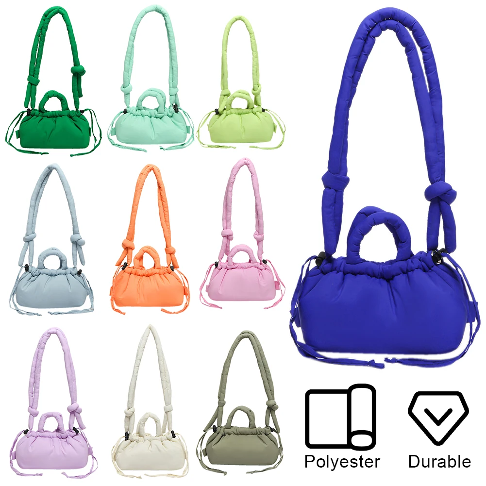 

Candy Color Fashion Handbag Cotton Padded Small Tote Bag with Adjustable Strap Top Handle Bag for Women Work Shopping Travel