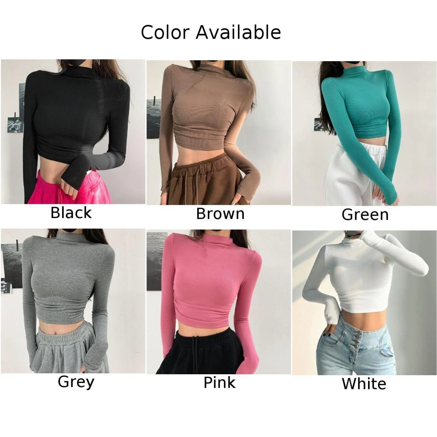 Women's Turtle Neck Long Sleeveless T-Shirt Women's Short T-Shirt Women's Y2K Top