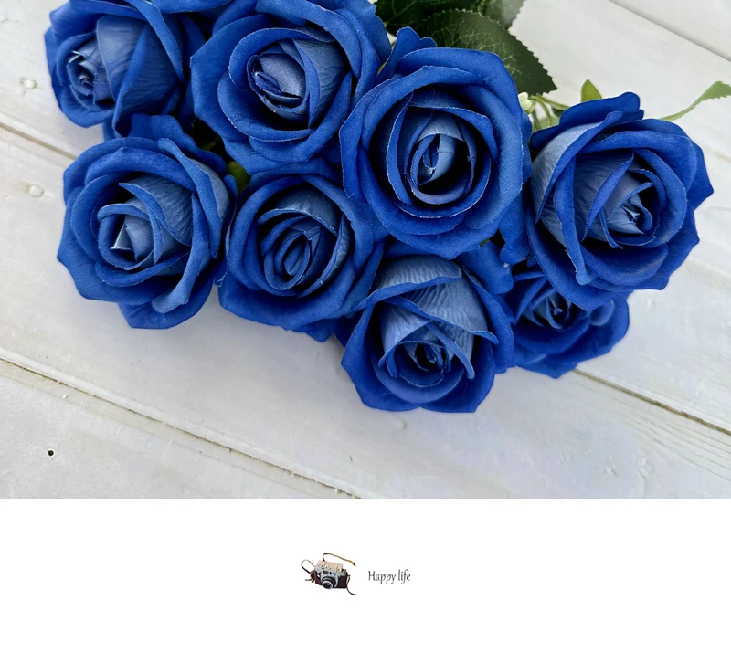 9-köpfiger Seidenrosen-Kunstblumenstrauß, Deko-Blumenarrangement für Zuhause, Tischvase, Foto-Requisite, Valentinstagsgeschenk – Detail 11
