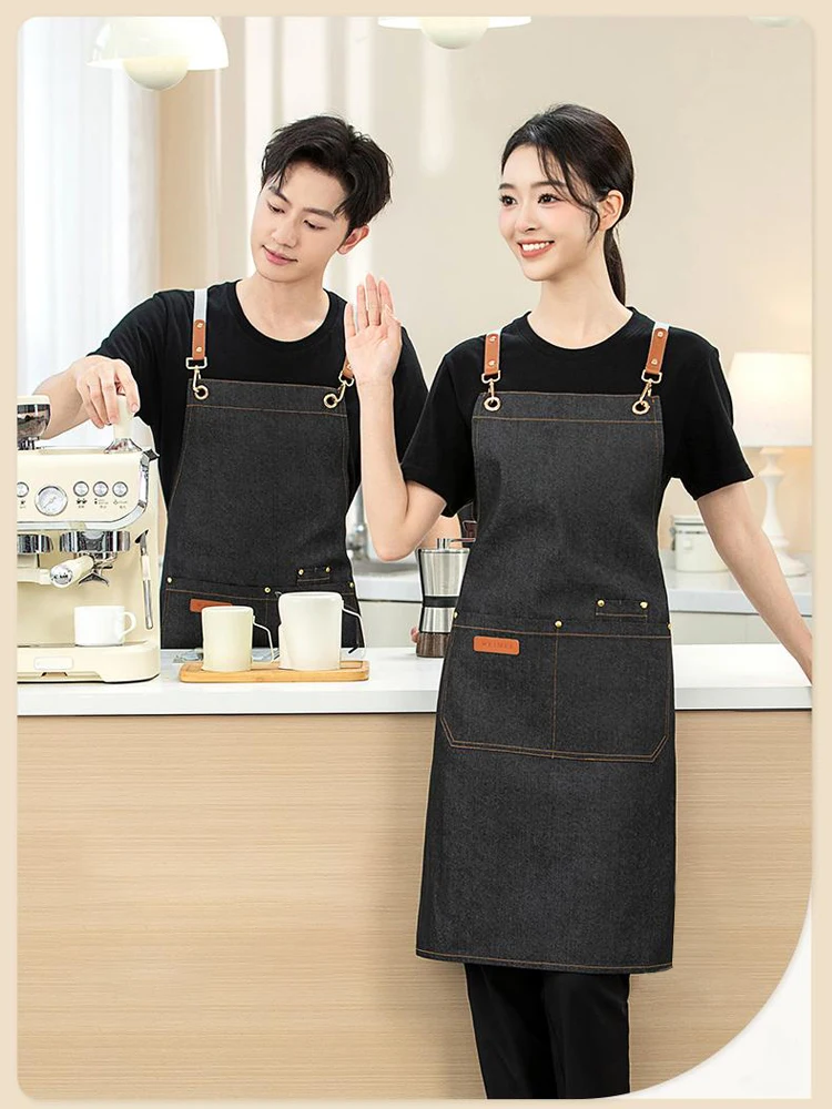 

Джинсовый парикмахерский фартук с несколькими карманами — прочный хлопковый джинсовый фартук и регулируемые перекрестные ремни на спине для профессиональных парикмахеров