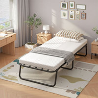 Folding bed frame 80 x 190cm metal bed with storage space tool-free assembly, black foldable guest bed space-saving day bed
