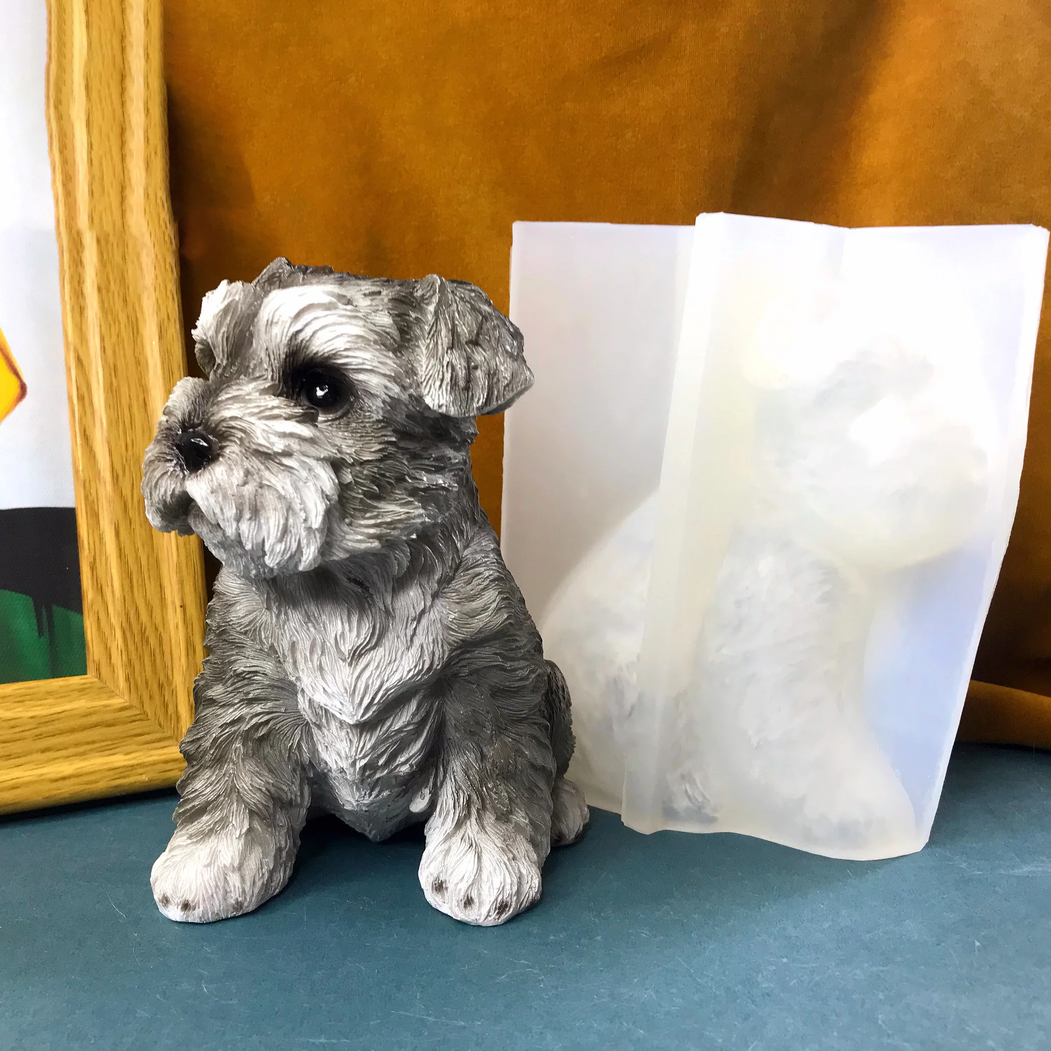 

3D Schnauzer Dog Mold Silicone Mold for Resin Animal Model,Easy Demold Rubber Mold for Puppy,High Quality Durable Epoxy Mold
