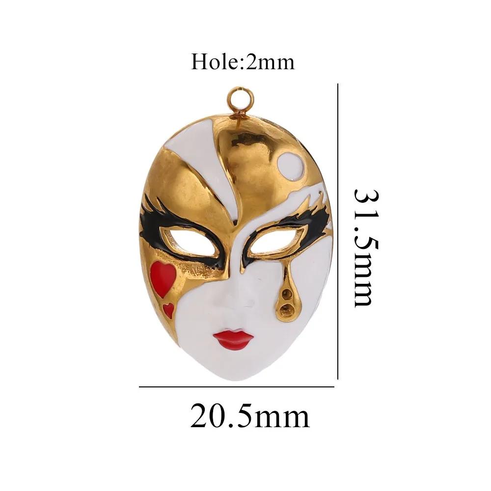 Chinese Peking Opera Mask Pendant Stainless Steel Water Drop Evil Eye Charms DIY 3 Styles Making Connector for Jewelry Making