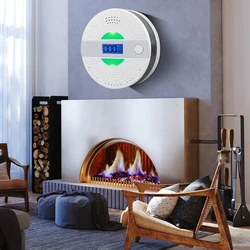 Alarma Digital LED 2 en 1 para el hogar, Detector de monóxido de carbono, Sensor de advertencia de voz, protección de seguridad, alta sensibilidad