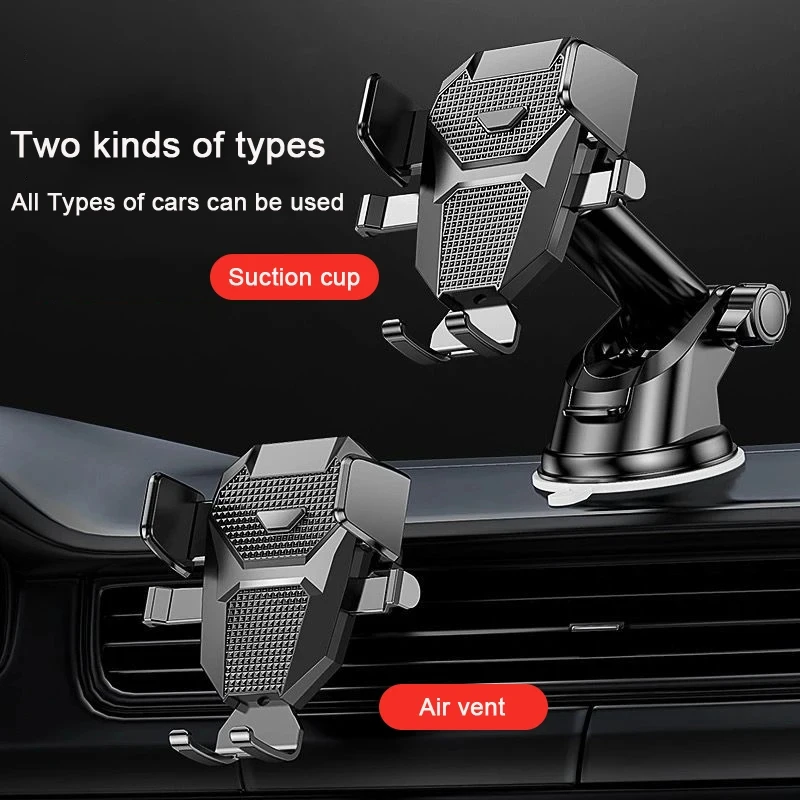 Mobile Phone Holder With Retractable Horizontal And Vertical Air Vents Dashboard Suction Cup Navigation Universal Holder