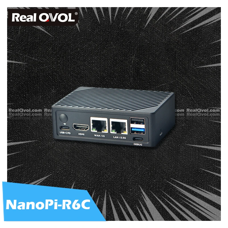 RealQvol NanoPi R6C 1GB/8GB RAM 32GB eMMC Rockchip RK3588S A76 A55 Dual 2.5G Ethernet Support HDMI2 Linux/Openwrt/Debian/Ubuntu