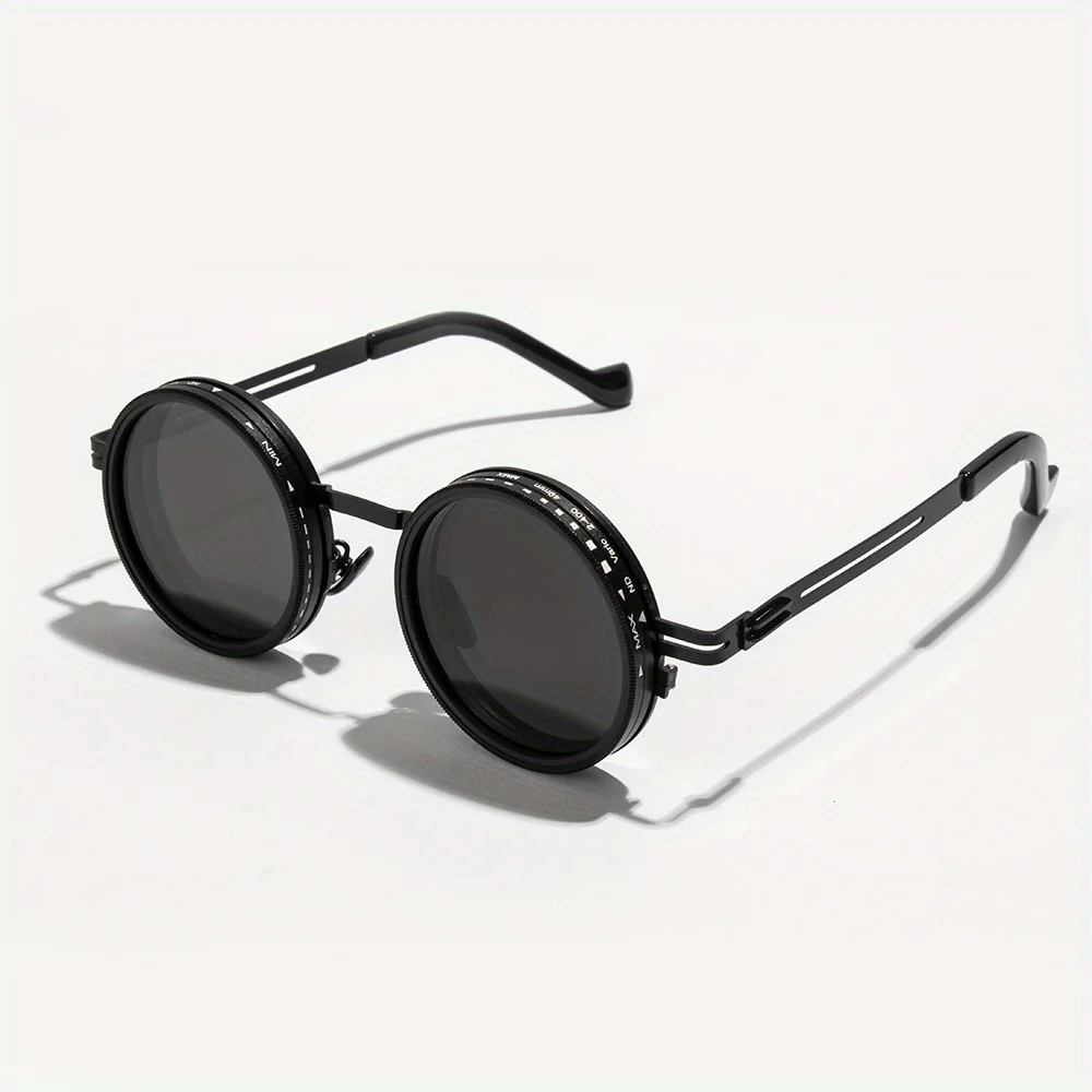 

Trendy Round TAC Lens Sunglasses ND2-400 Vintage Aluminum Alloy Frame with Rotating Polarized Anti-Radiation UV Protection
