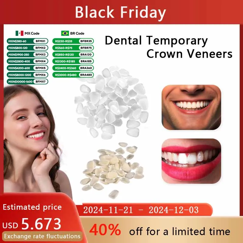 

50Pcs Dental Temporary Crown Ultra-Thin Resin Teeth Veneers Whitening Porcelain Upper Anterior Tooth Repair Dentistry Oral Care