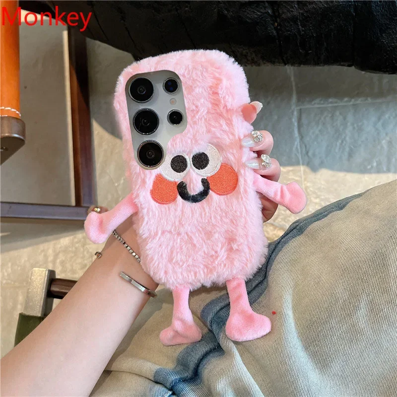 3D Cute Plush Doll Soft Case For Infinix Note 40 30 12 11 10 8 7 GT 20 Pro Zero X Neo Itel P36 A58 A49 Winter Funny Fluffy Cover