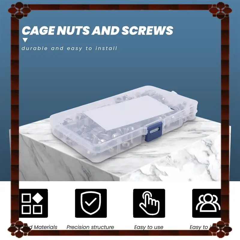 تسليم 24 ساعة 50 مجموعة M6 ثقب مربع الأجهزة قفص المكسرات ومسامير التثبيت غسالات لرف الخادم والخزانة (M6 X 20 مم) (المسمار +