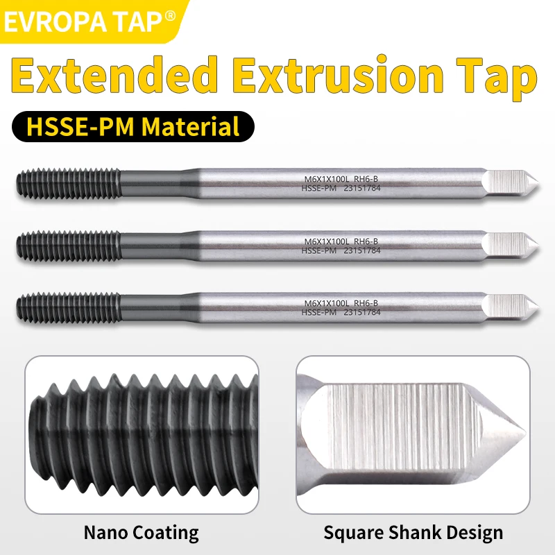EVROPA TAP HSSE-PM Extra Long Roll Forming Tap w/ JP Coating JIS Standard Machine Tap M1-M12 (80L/100L)