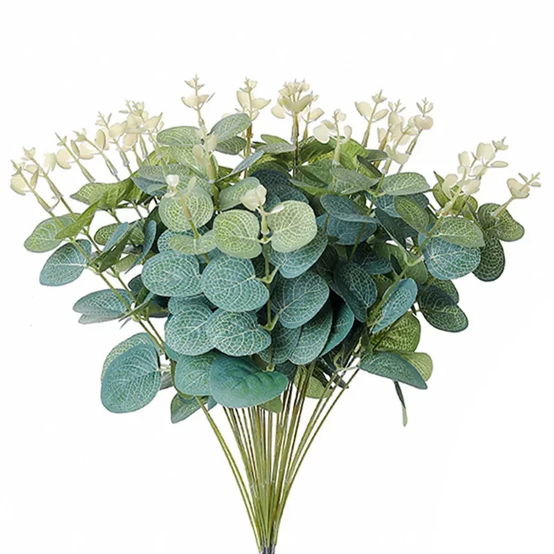 10/20pcs Artificial Eucalyptus Branches Eucalyptus Leaves Fake Silver Dollar Decoration Plants Wedding Bouquet Home Table Decor