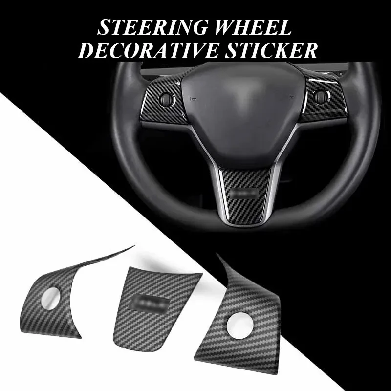 

For 2019-2022Tesla ModelY2017-2022Tesla Model3 Car Steering Wheel Sequins Frame Sticker Decoration Cover Case Trims