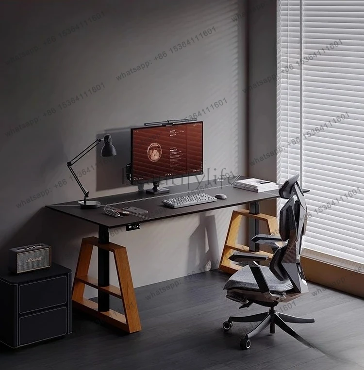 

Intelligent electric lifting desk household multi-function dual motor e-sports table solid wood rock slab learning