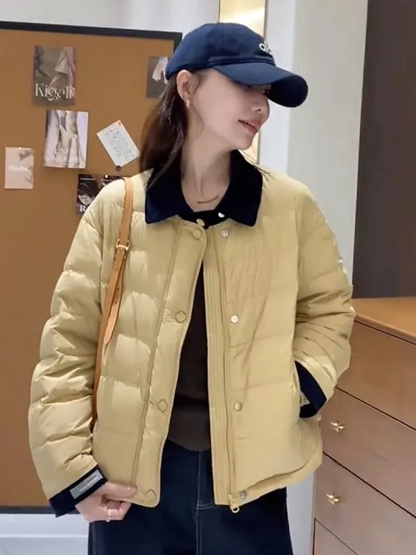 

Women's down Jacket 2025 Autumn Winter New Korean Loose Casual Versatile Thick Warm White Duck down Outerwear Top