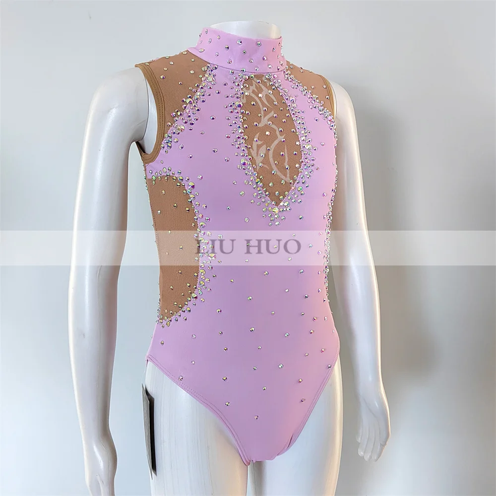 LIUHUO Personalizza Collant da nuoto sincronizzato Prestazioni per ragazze Body ritmico per bambini Bambini Adolescenti Competizione Teamwear Rosa