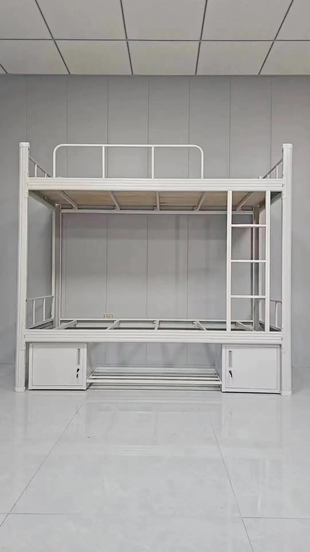 dl-Steel and Wood Structure Double-layer Bed Hotel Double-layer Capsule Bed Sturdy and Durable Wooden Upper-lower Bunk Bed#