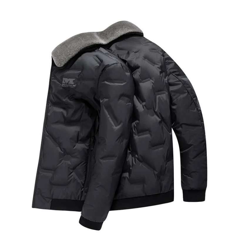Manteau coupe-vent en duvet de canard blanc pour homme, coupe couvertes, col en fourrure, poignées amovibles, 90% duvet de canard, manteau