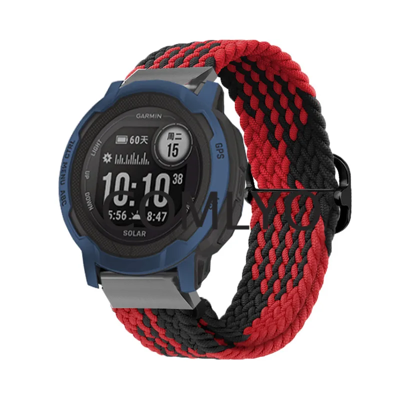 For Garmin Instinct 2X 2 2S Crossover Solar Sports Strap Nylon Soft Watch Band + Charging Port Plug Cover