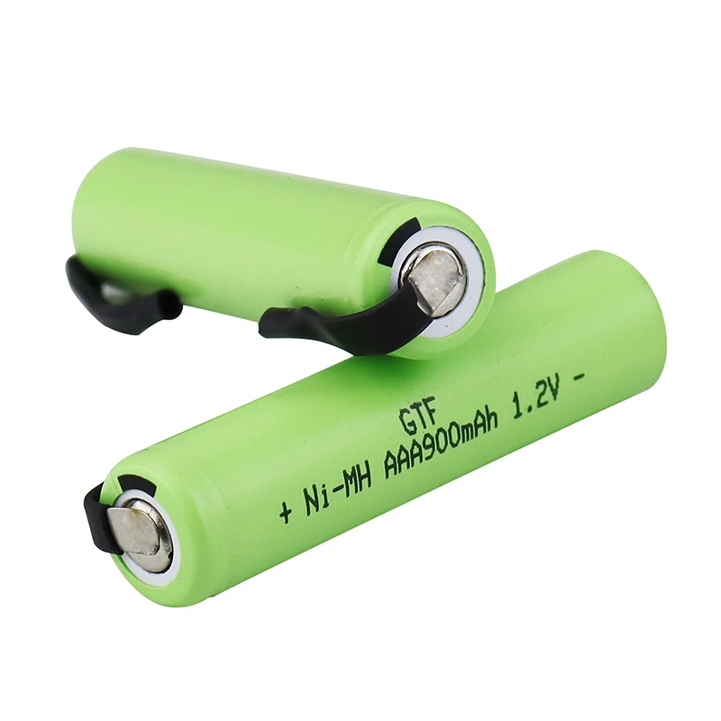 GTF 1.2V AAA rechargeable battery 900mah nimh cell Green shell with welding tabs for Philips electric shaver razor toothbrush