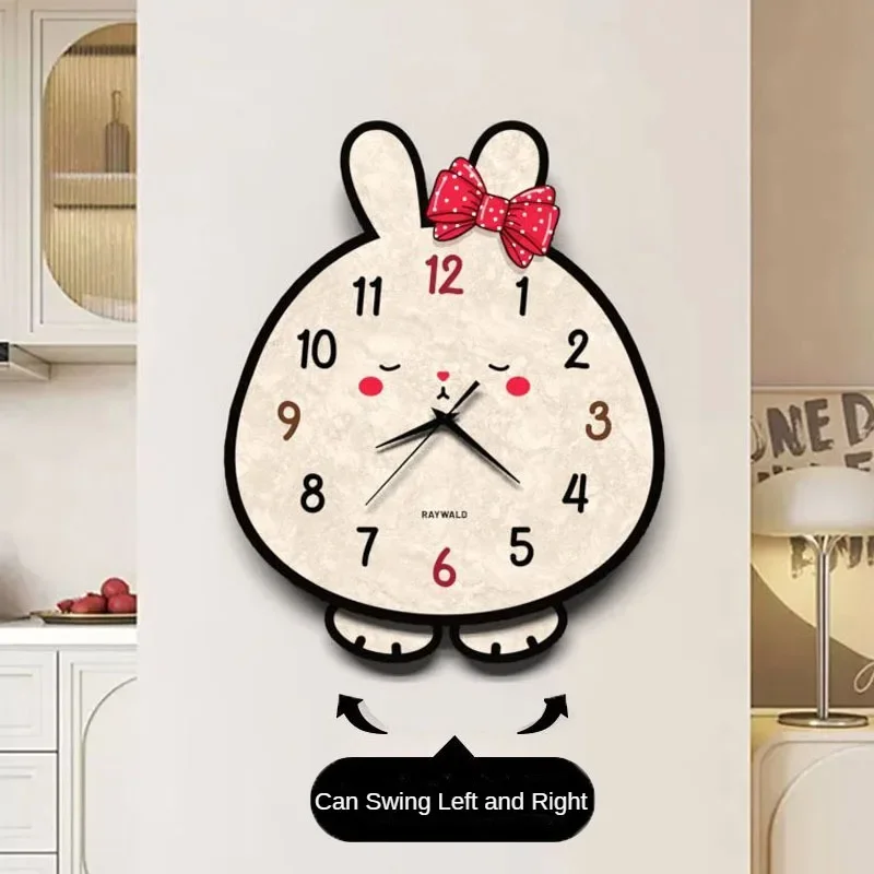 Cartoon Rabbit Clock Creative Quiet Decoration Children's Room Wall Clock Bedroom Decoration Painting