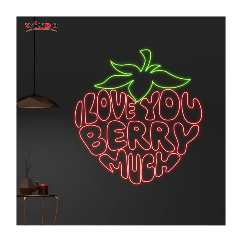 (customized)Wionbo Led Illuminated Acrylic Sign Custom Wall Mounted Design Logo Letter Fruit Neon Sign