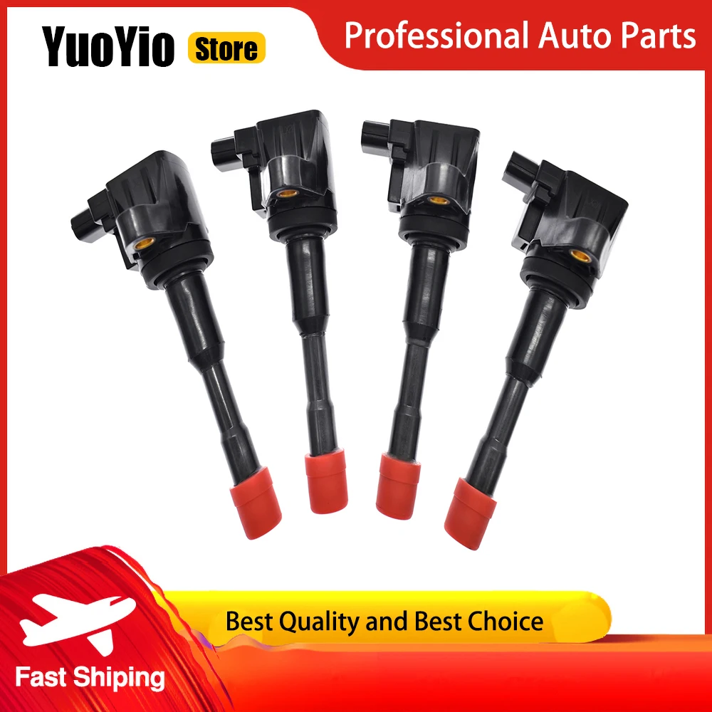 YuoYio 4PCS New Ignition Coil 30521-PWA-003 CM11-108 CM11-108C For Honda Civic Jazz CITY MOBILIO Japan And More