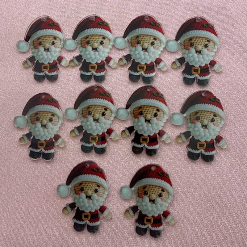 10 قطع من قلادة سانتا كلوز من الأكريليك لعيد الميلاد، إكسسوارات سلسلة مفاتيح على شكل قلادة وأقراط يمكنك صنعها بنفسك