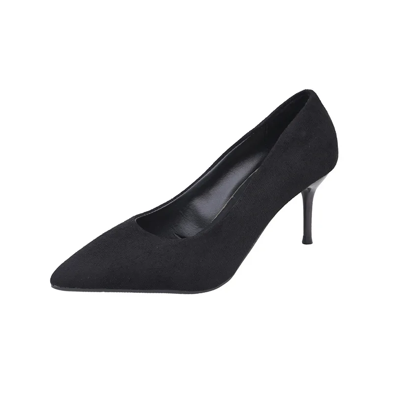 Spring and Autumn New Black High Heels Female Shallow Mouth Pointed Thin with Sexy Temperament Single Shoes Zapatos De Mujer