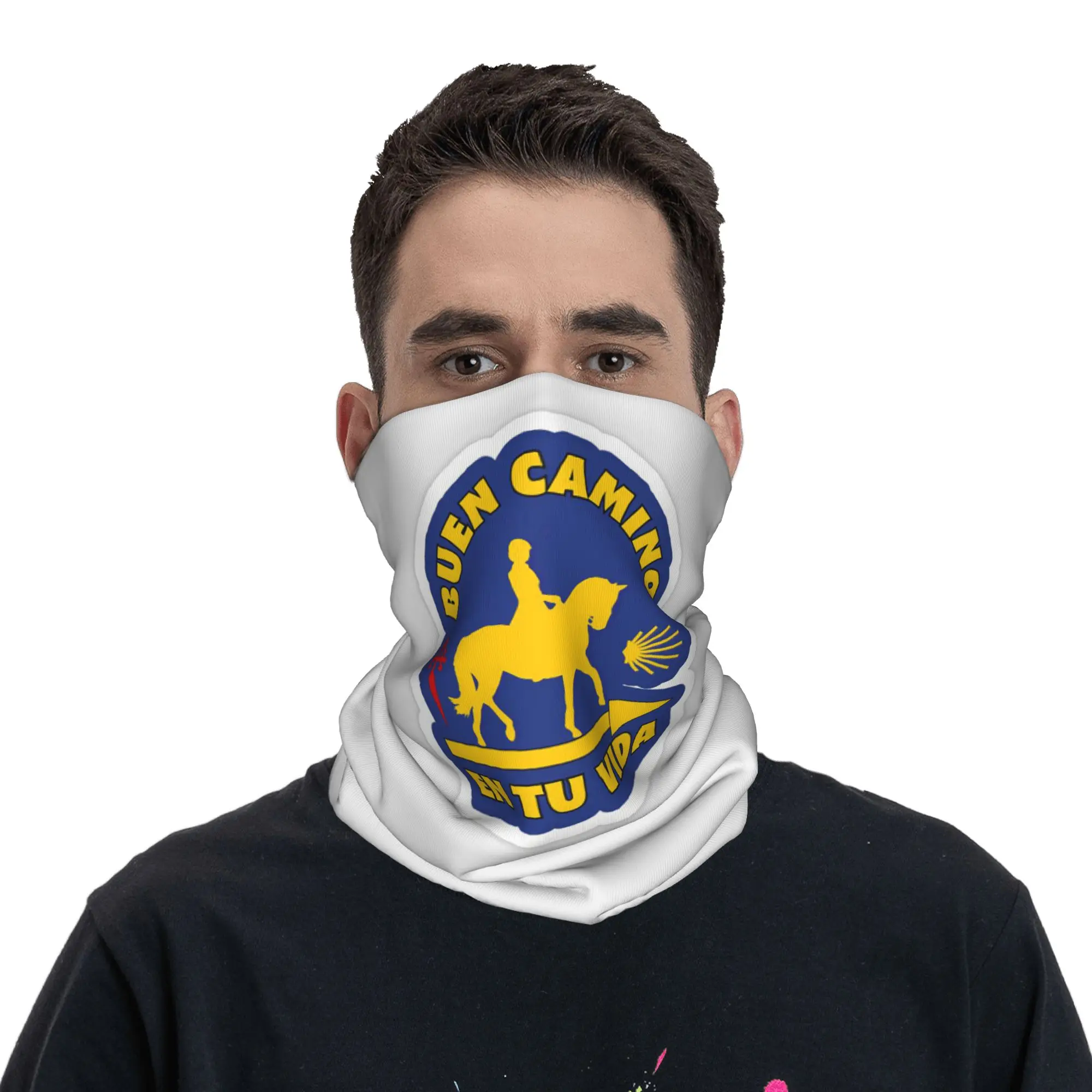Yellow Camino De Santiago Scallop Shell Bandana Neck Cover Printed Wrap Scarf Cycling Scarf Cycling For Men Women Adult Winter