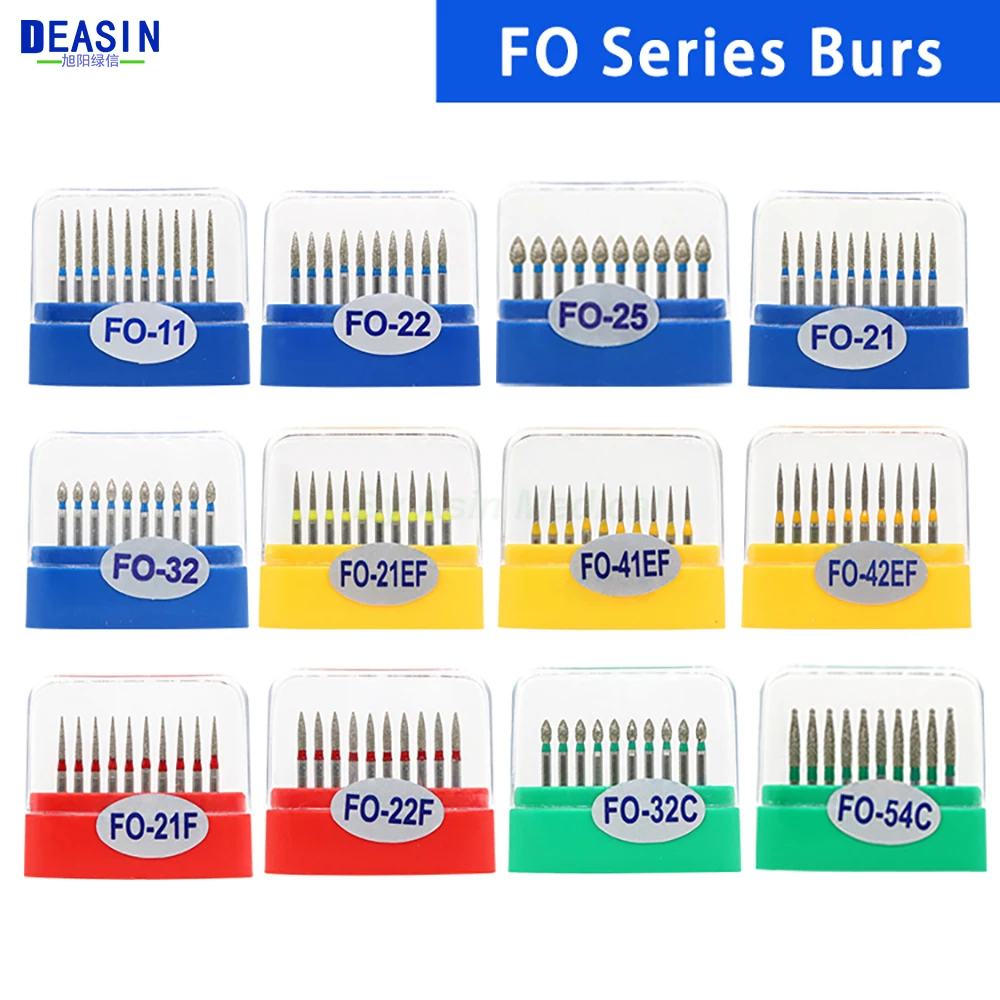 10pcs/Set Dental Diamond Burs 1.6mm for Teeth Porcelain Ceramics Composite Polishing Lab Material FO Series