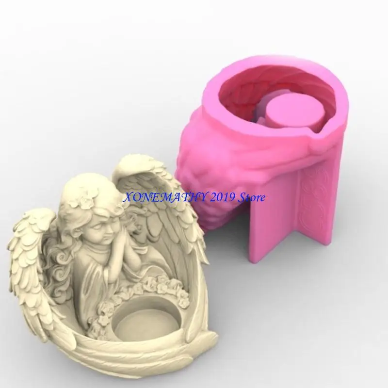 

F42F Candlestick Silicone Molds Stand Mould Angel Girl Shaped Home Decorations