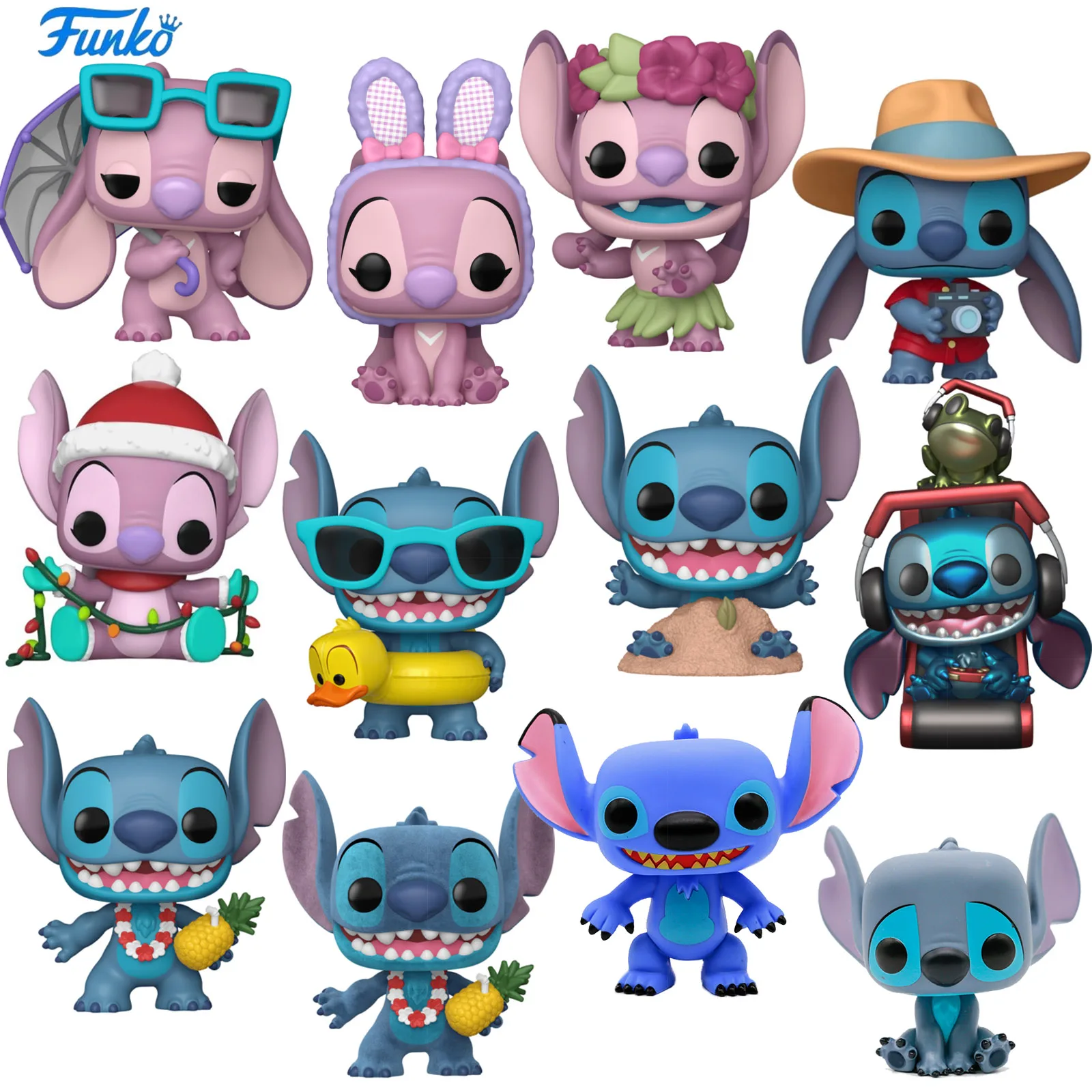 Figura Coleccionable de Vinilo de Lilo y Stitch Angel de FUNKO, Serie Playa de Verano, Regalo para Fans de Disney