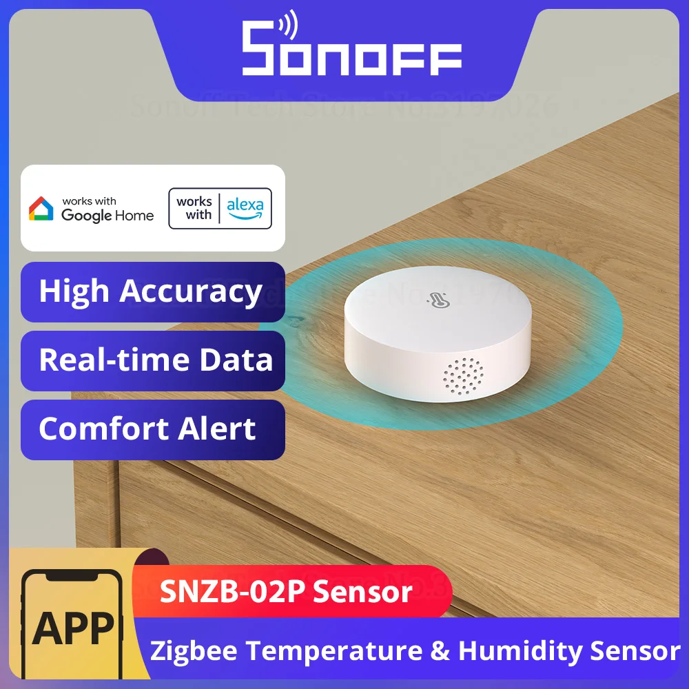 SONOFF SNZB-02P Zigbee Temperature Humidity Sensor High Accuracy Alert Smart Scene via eWeLink Work with Multiple Gateways