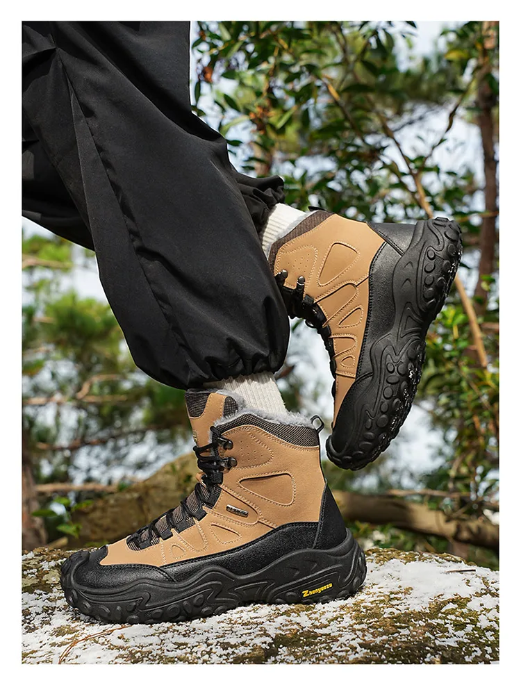 Herren-Outdoor-Hochschuhstiefel für Herbst und Winter, große Größen, mit Fleece gefüttert, warm, lässig, sportlich, Schneestiefel, geeignet für Herbst- und Winter-Outdoor-Wanderungen, Reisen und Pendeln – Detail 11