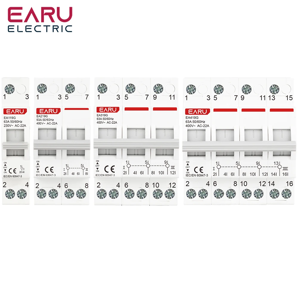 1P 2P 3P 4P 40A 63A Din Rail Modular MTS Dual Power Manual Transfer Switch AC Isolating Discounnecting Switch Circuit Breaker