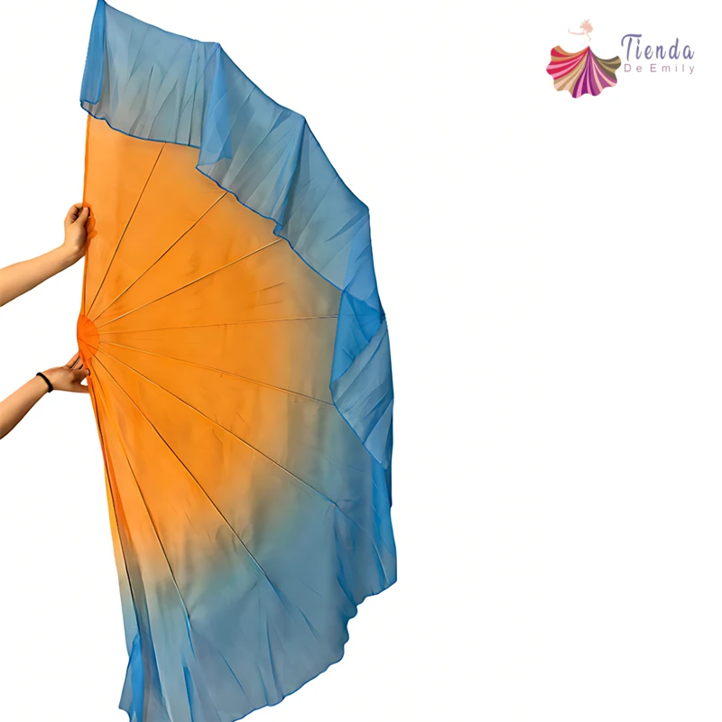 

2pcs Fishbone Fan Veil Chiffon Opening Dance Stage Performance Props Worship Praise Soft Large Fans 85cm Gradient Color Customed