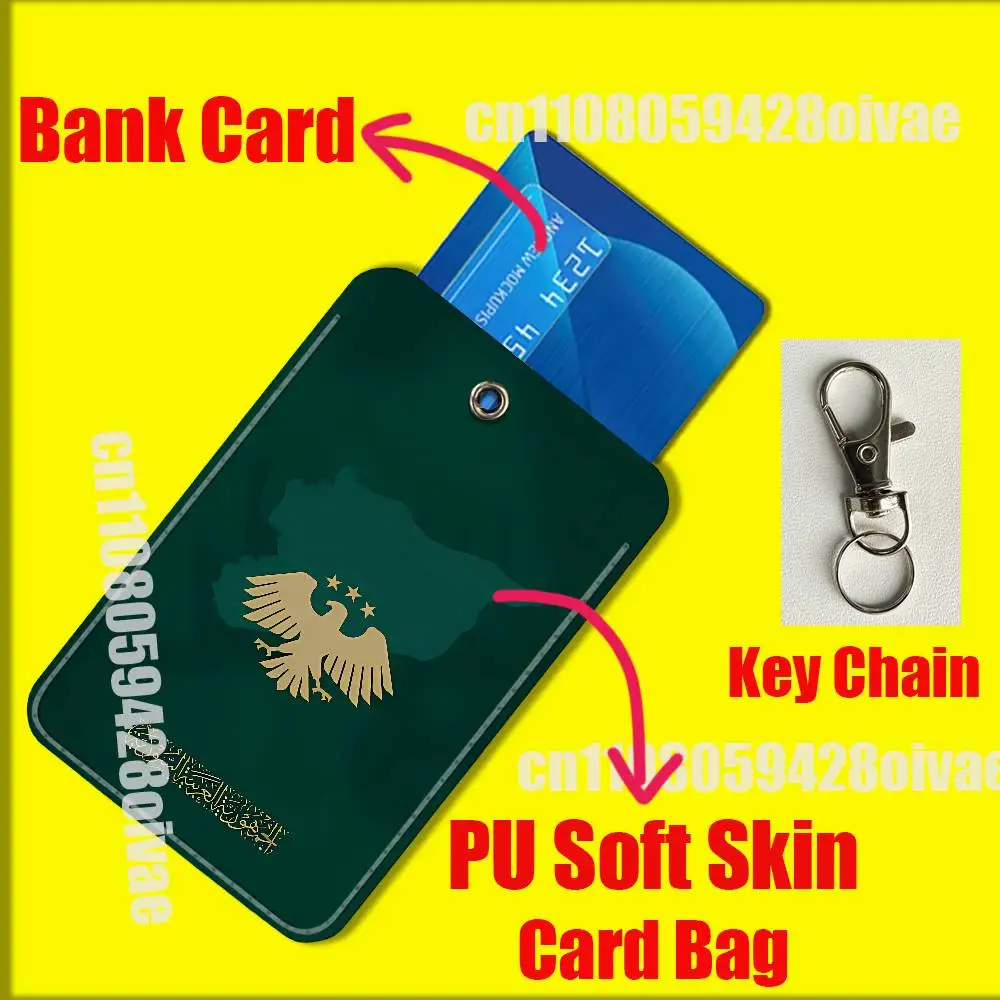 Syrian Arab Republic Syria Logo Card Holder Cover For ID Clips Credit Bank Campus Sleeves Storage Bag PU Leather Keychain view 5