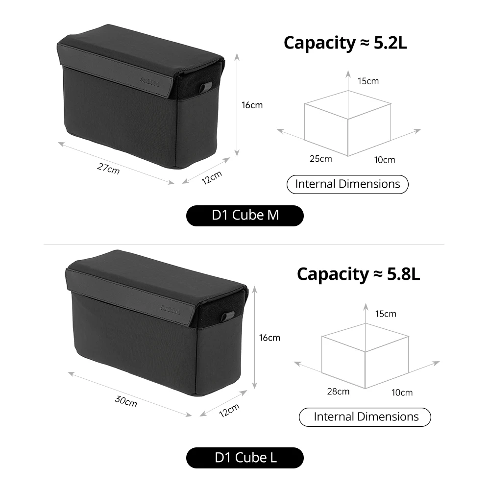 AMBITFUL D1 Cube Digital Camera Lens Camera Inner Bag Photography Video DSLR Camera Accessory Bag Thick Drop-Proof Inner Case