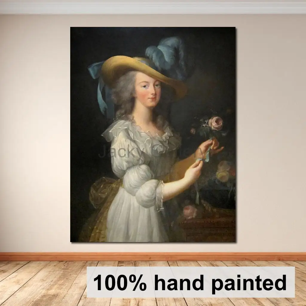 Marie Antoinette Portrait 100% Hand Painted Elisabeth Vigée Le Brun Canvas Art Elegant Woman Oil Painting for Bedroom Wall Decor