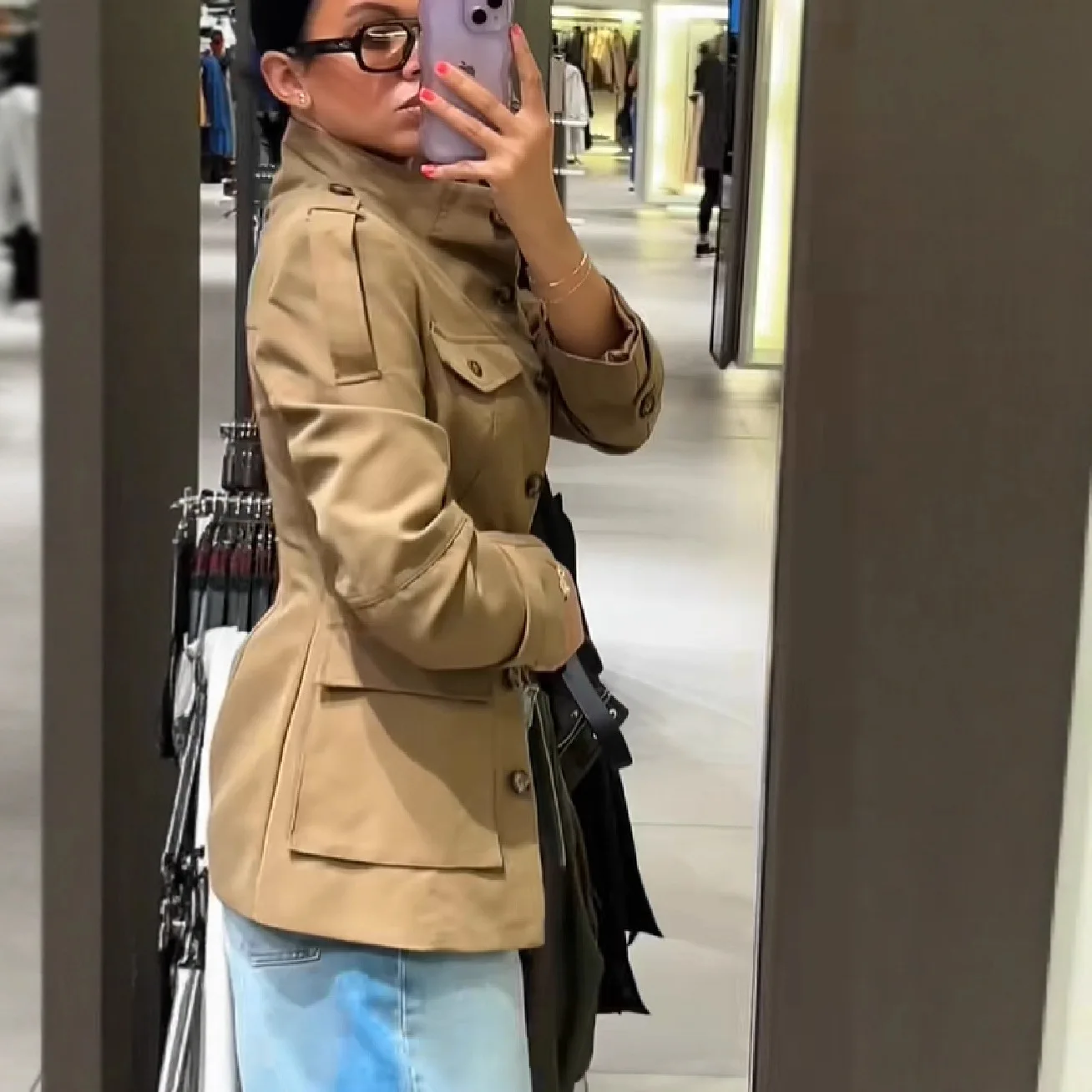 الأوروبية والأمريكية نمط جديد جيب العمل الأمريكية الساخنة فتاة الخصر النحيف معطف 2025 الخريف واحدة الصدر #3